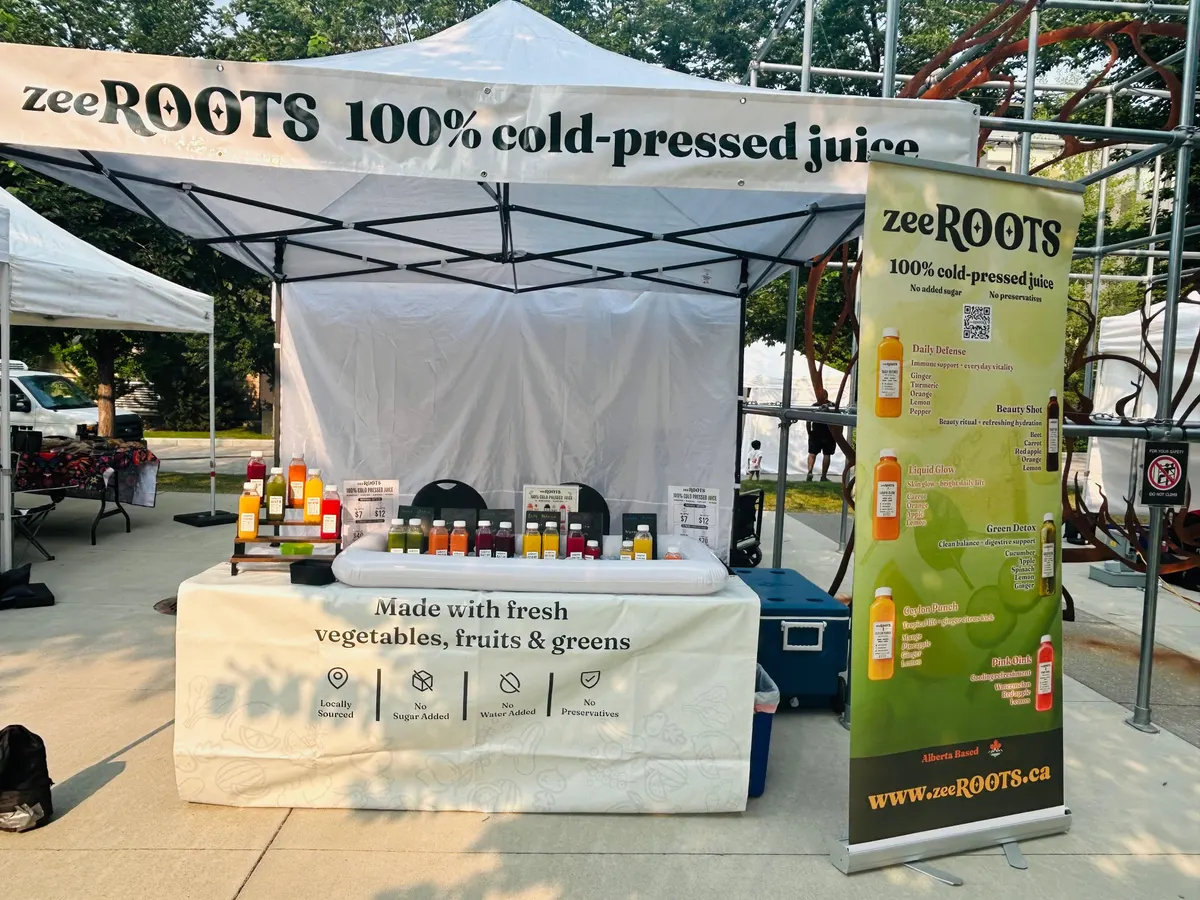 zeeROOTS booth at a local community market