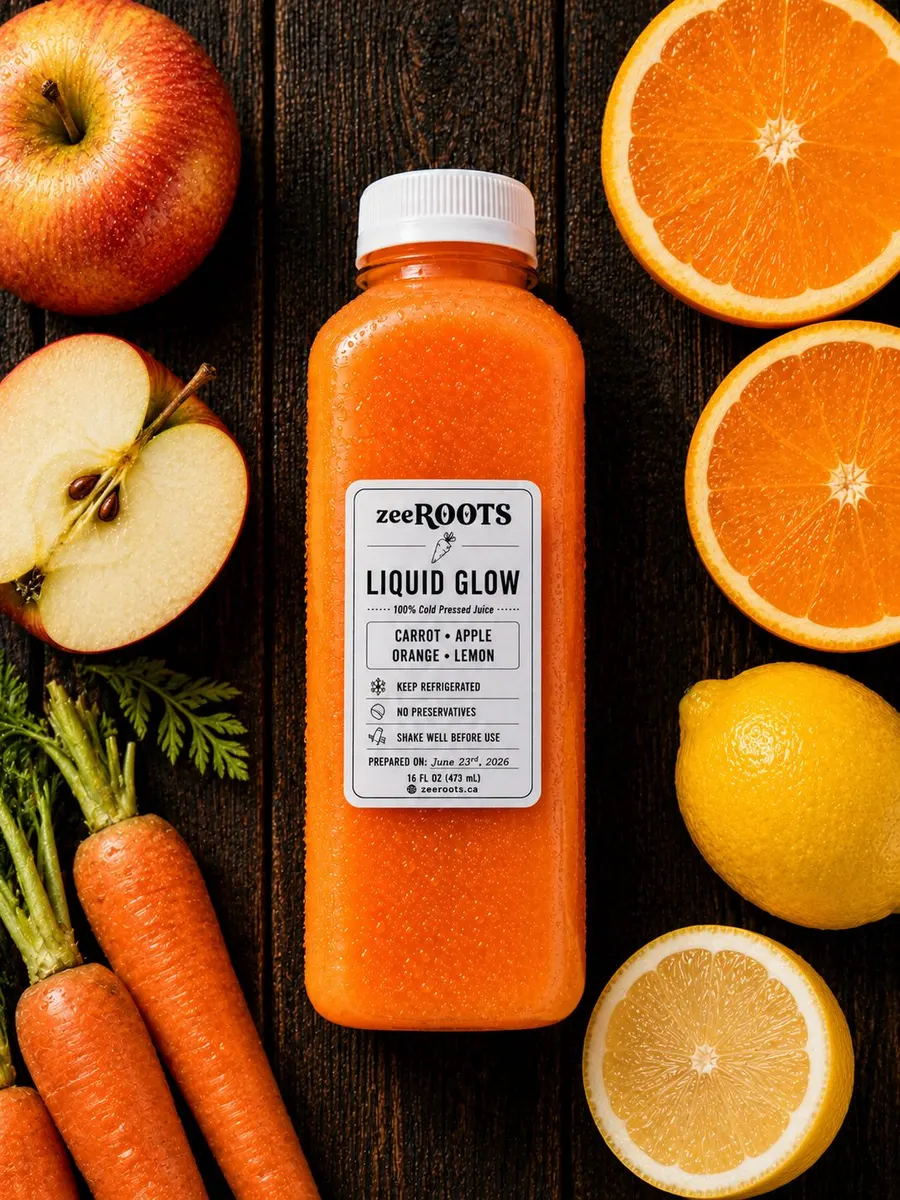 Liquid Glow bottled cold-pressed juice