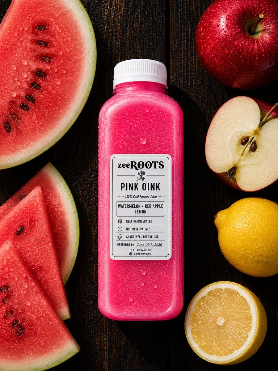 Pink Oink bottled cold-pressed juice